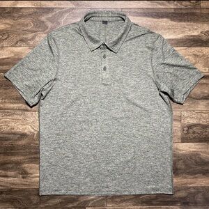 Lululemon Soft Jersey Short Sleeve Polo Shirt Men's Size Medium Green Heather
